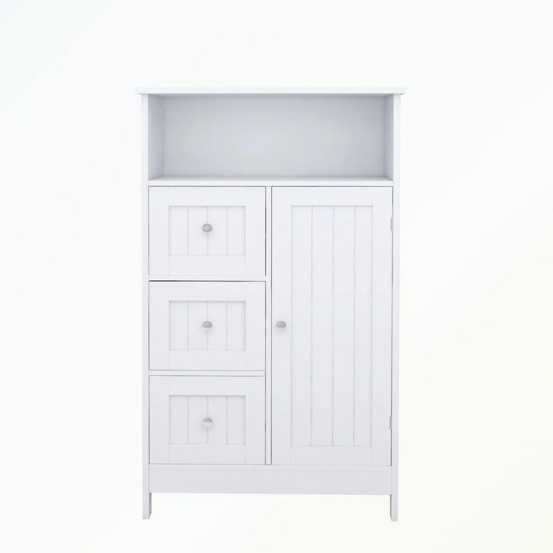 Bathroom standing storage cabinet with 3 drawers and 1 door
