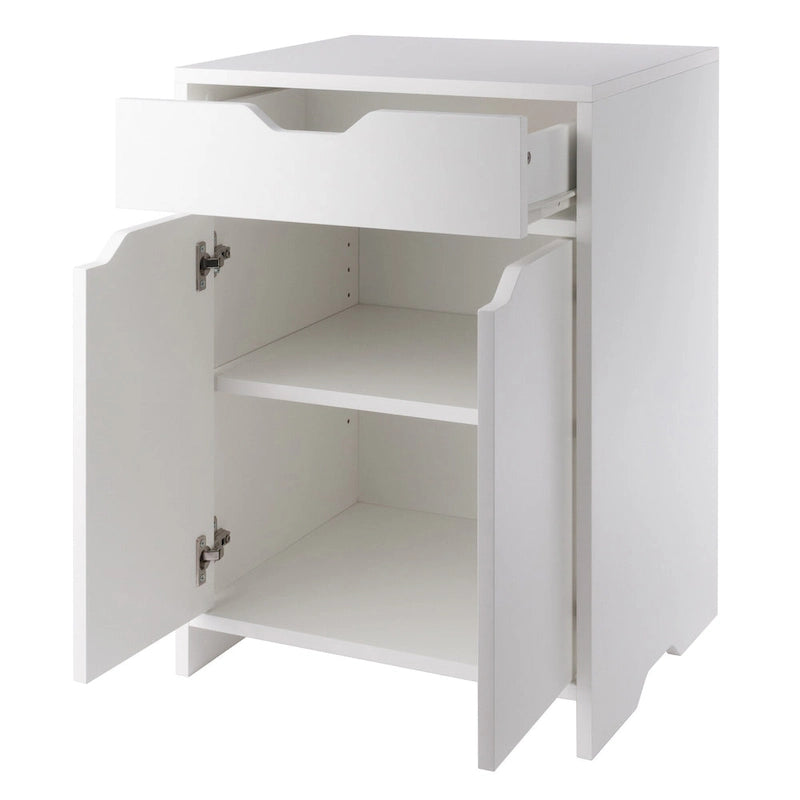 White 1-Drawer Storage Cabinet with Adjustable Shelf