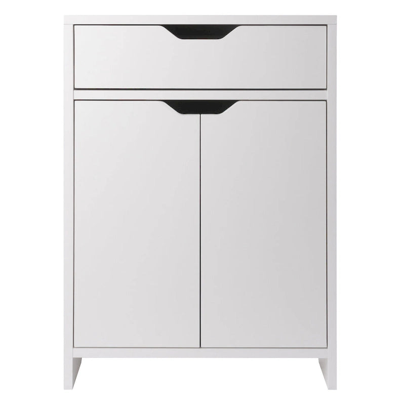 White 1-Drawer Storage Cabinet with Adjustable Shelf