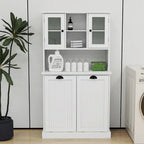Two-Compartment Tilt-Out Dirty Laundry Basket Tall Bathroom Cabinet