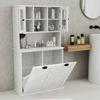 Two-Compartment Tilt-Out Dirty Laundry Basket Tall Bathroom Cabinet