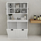 Two-Compartment Tilt-Out Dirty Laundry Basket Tall Bathroom Cabinet