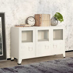 Sideboard Industrial Storage Cabinet for Living Room Metal and Glass - 41.3 x 13.8 x 24.4