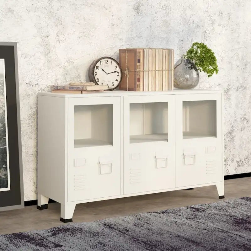Sideboard Industrial Storage Cabinet for Living Room Metal and Glass - 41.3 x 13.8 x 24.4