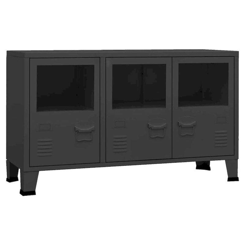 Sideboard Industrial Storage Cabinet for Living Room Metal and Glass - 41.3 x 13.8 x 24.4