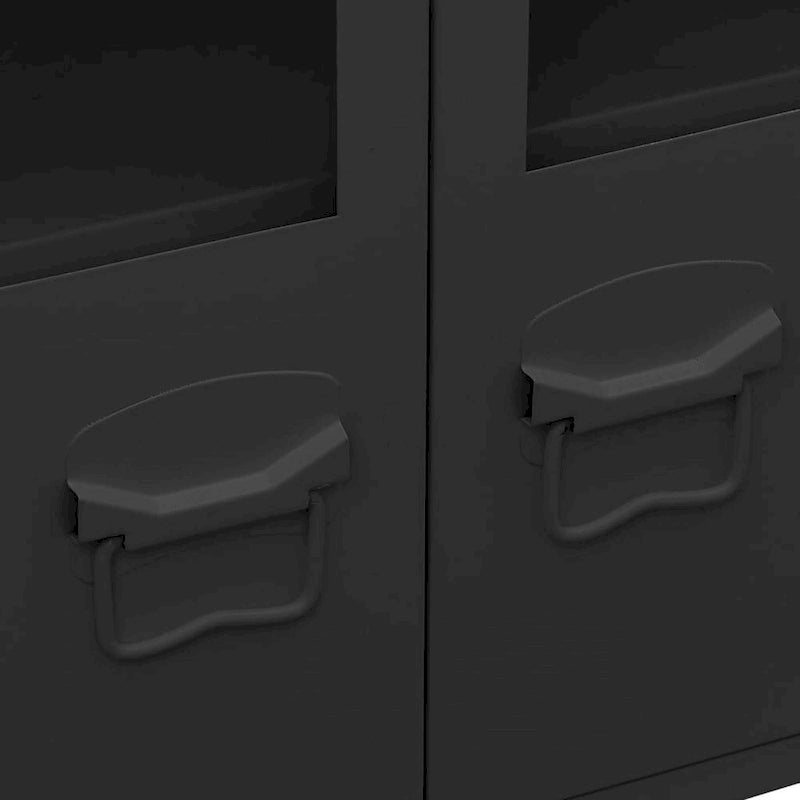 Sideboard Industrial Storage Cabinet for Living Room Metal and Glass - 41.3 x 13.8 x 24.4
