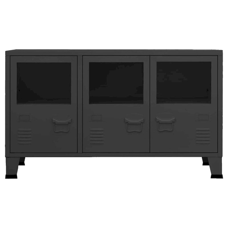Sideboard Industrial Storage Cabinet for Living Room Metal and Glass - 41.3 x 13.8 x 24.4