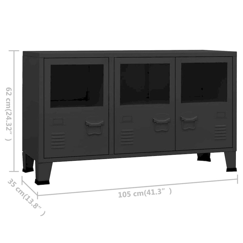 Sideboard Industrial Storage Cabinet for Living Room Metal and Glass - 41.3 x 13.8 x 24.4