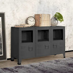 Sideboard Industrial Storage Cabinet for Living Room Metal and Glass - 41.3 x 13.8 x 24.4