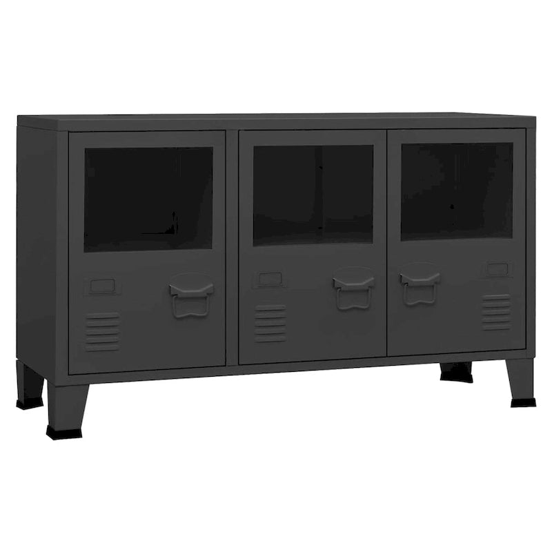 Sideboard Industrial Storage Cabinet for Living Room Metal and Glass - 41.3 x 13.8 x 24.4
