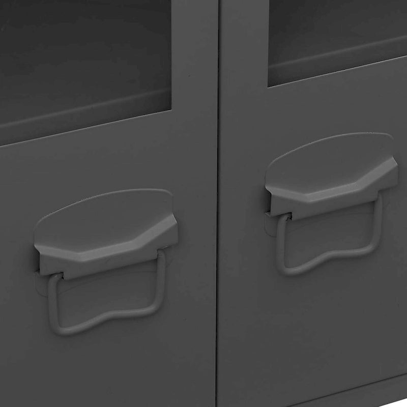 Sideboard Industrial Storage Cabinet for Living Room Metal and Glass - 41.3 x 13.8 x 24.4