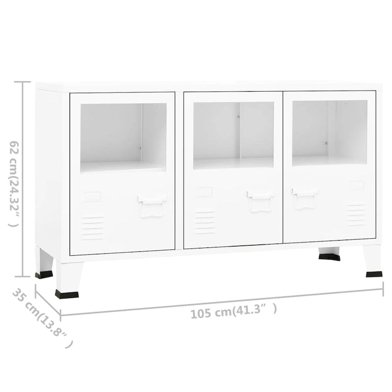 Sideboard Industrial Storage Cabinet for Living Room Metal and Glass - 41.3 x 13.8 x 24.4
