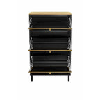 Modern Freestanding Shoe Storage Cabinet with 3 Metal Doors