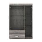 3-Door Wood Wardrobe with Drawers