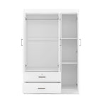 3-Door Wood Wardrobe with Drawers