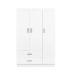 3-Door Wood Wardrobe with Drawers