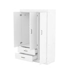 3-Door Wood Wardrobe with Drawers