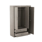 3-Door Wood Wardrobe with Drawers