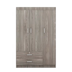 3-Door Wood Wardrobe with Drawers