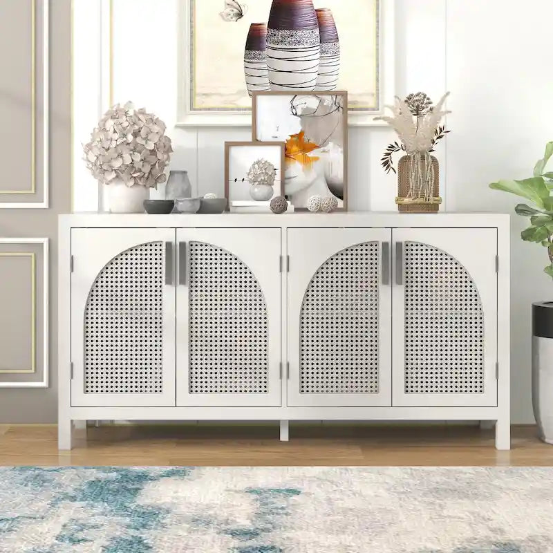 Large Storage Space Sideboard with Artificial Rattan Door