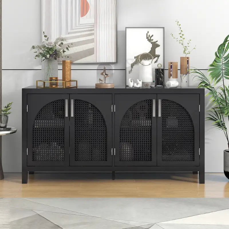 Large Storage Space Sideboard with Artificial Rattan Door
