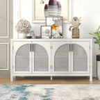 Large Storage Space Sideboard with Artificial Rattan Door - N/A