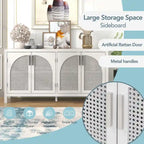 Large Storage Space Sideboard with Artificial Rattan Door