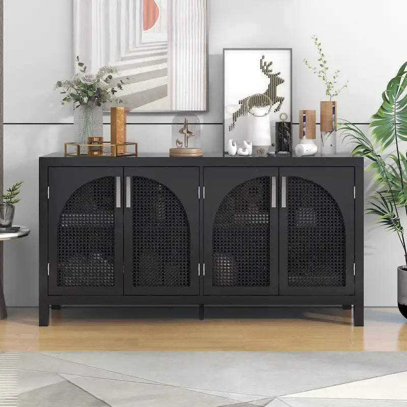 Large Storage Space Sideboard with Artificial Rattan Door