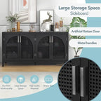 Large Storage Space Sideboard with Artificial Rattan Door