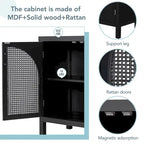 Large Storage Space Sideboard with Artificial Rattan Door