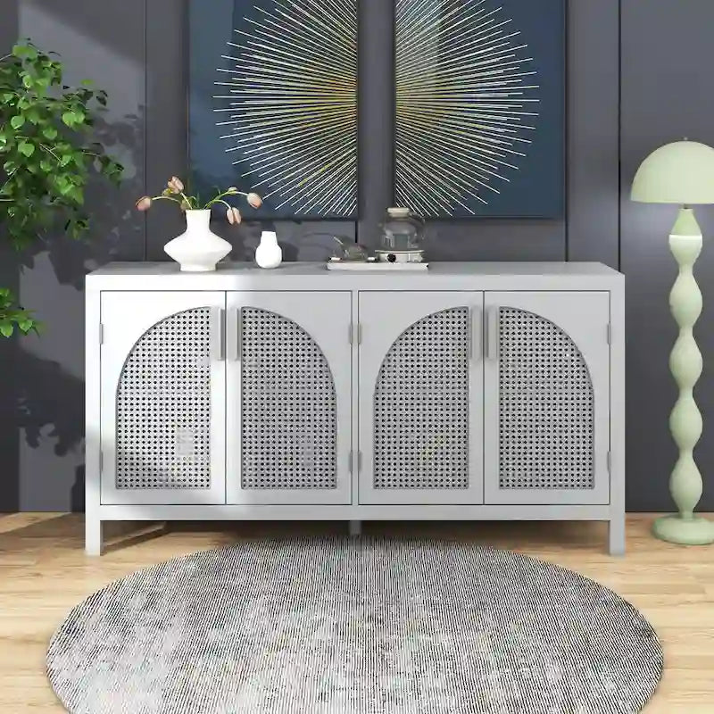 Large Storage Space Sideboard with Artificial Rattan Door