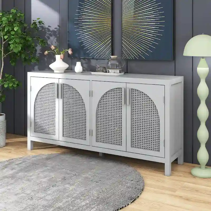 Large Storage Space Sideboard with Artificial Rattan Door