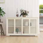 Kitchen Storage Stand Cupboard With Glass Door-White - N/A
