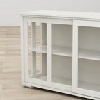 Kitchen Storage Stand Cupboard With Glass Door-White