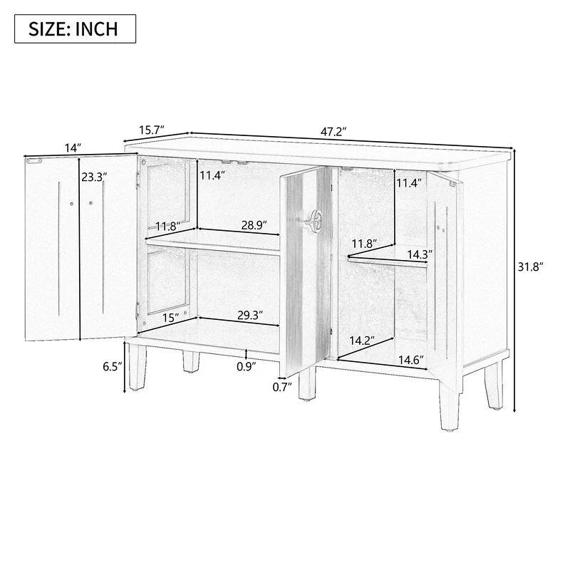 47.2W Solid Wood Cabinet with Three Doors