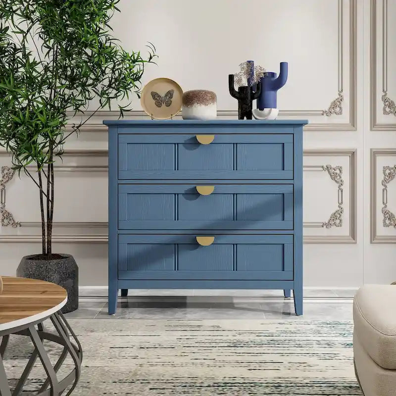 Three Drawer MDF Cabinet with Woodgrain Finish