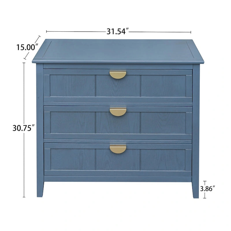 Three Drawer MDF Cabinet with Woodgrain Finish