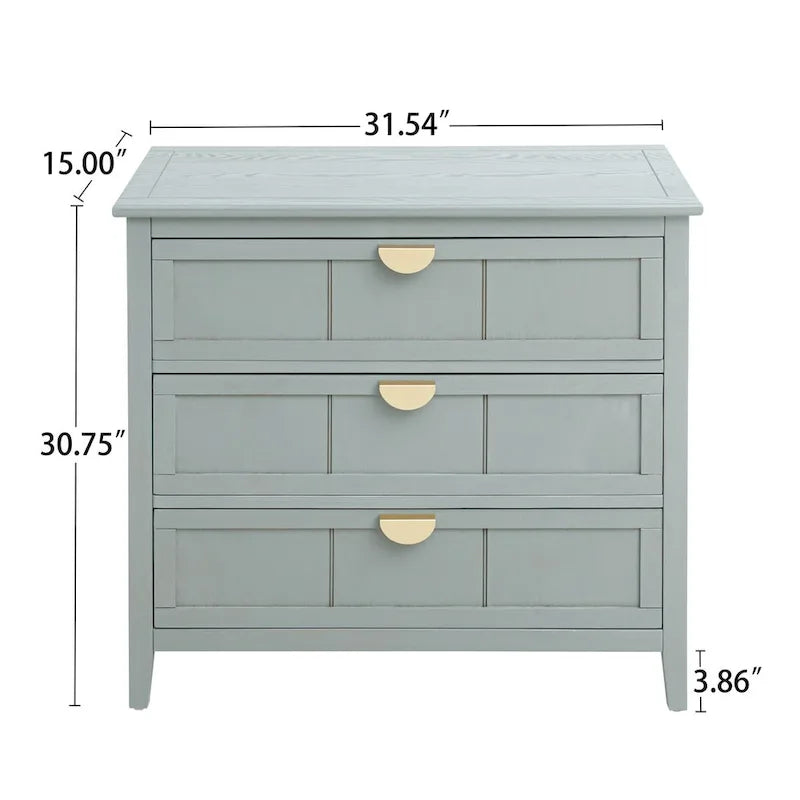 Three Drawer MDF Cabinet with Woodgrain Finish