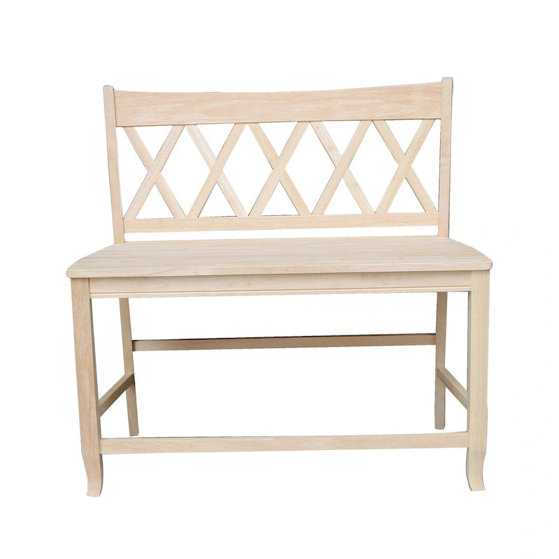 Double X-Back Solid Wood Bench Butcher Block - 24 Seat Height