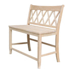 Double X-Back Solid Wood Bench Butcher Block - 24 Seat Height
