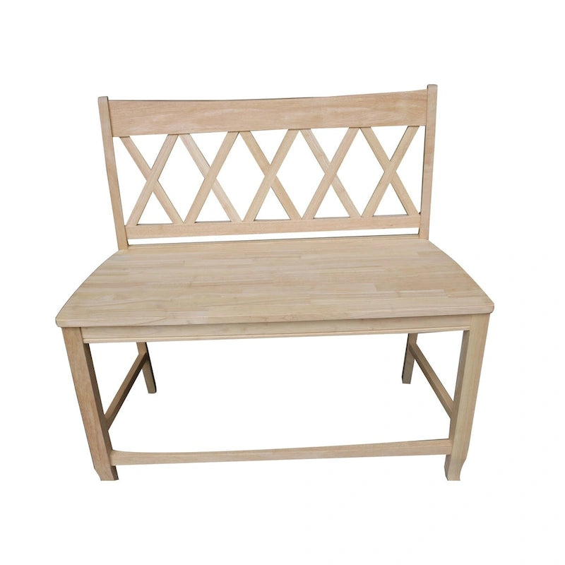 Double X-Back Solid Wood Bench Butcher Block - 24 Seat Height