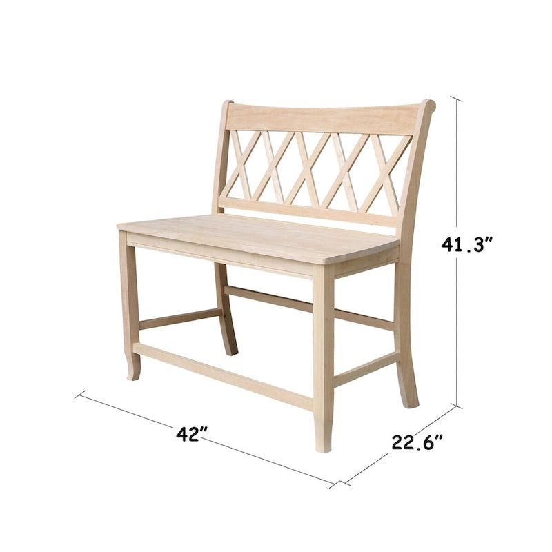 Double X-Back Solid Wood Bench Butcher Block - 24 Seat Height