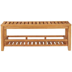 Teak Wood Shower Stool / Bench with Shelf, 47 inch