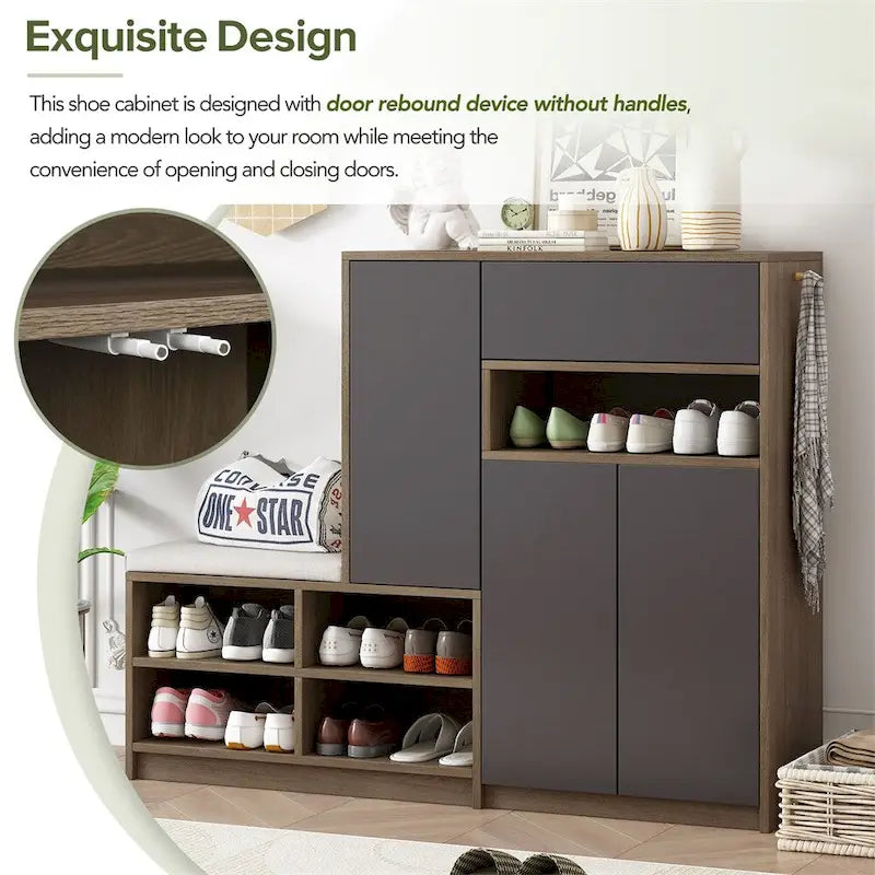 2-in-1 Shoe Storage Bench & Shoe Cabinets,Multi-functional Shoe Rack