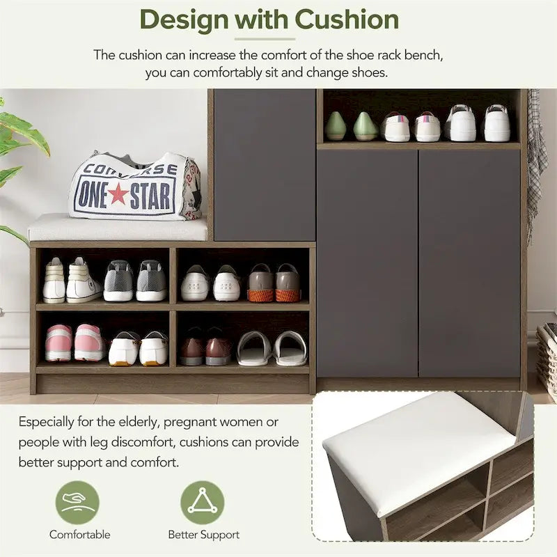2-in-1 Shoe Storage Bench & Shoe Cabinets,Multi-functional Shoe Rack