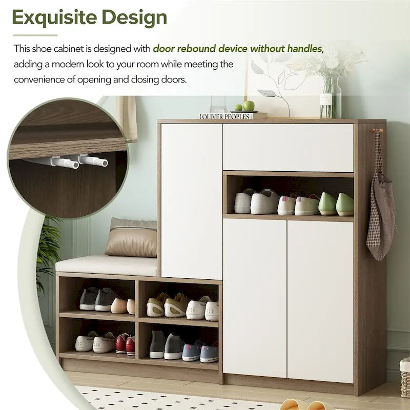 2-in-1 Shoe Storage Bench & Shoe Cabinets,Multi-functional Shoe Rack
