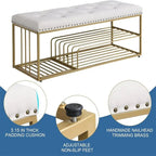 Linen Bench with Storage Tufted Steel Base - 17D x 47.2W x 19H
