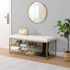 Linen Bench with Storage Tufted Steel Base - 17D x 47.2W x 19H
