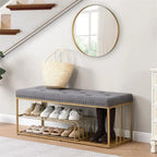 Linen Bench with Storage Tufted Steel Base - 17D x 47.2W x 19H