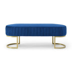 Bedroom Bench ,Velvet Oval Upholstered End of Bed Bench with Golden Metal Legs ,48 Storage Ottoman Bench